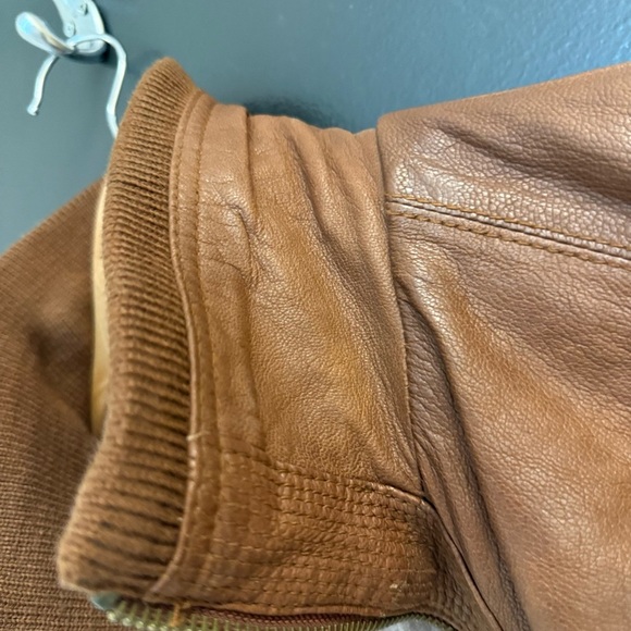 Black Rivet S EUC barely worn Women's Tan Leather Jacket high collar fall trend - Picture 5 of 15